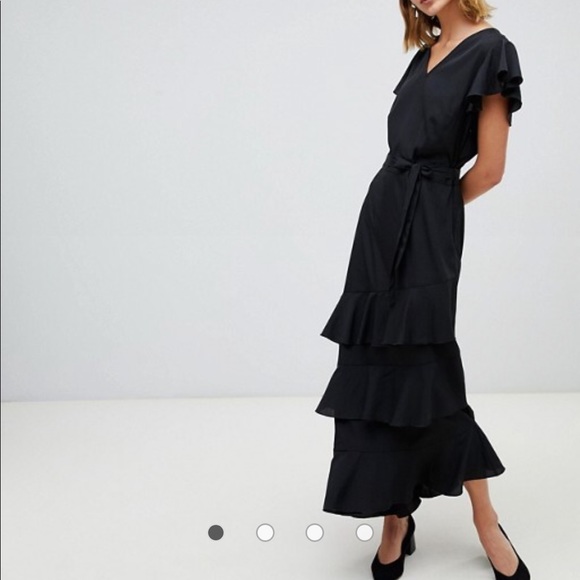Vero Moda Ruffle Sleeve Asymmetric Maxi Dress - Picture 2 of 8